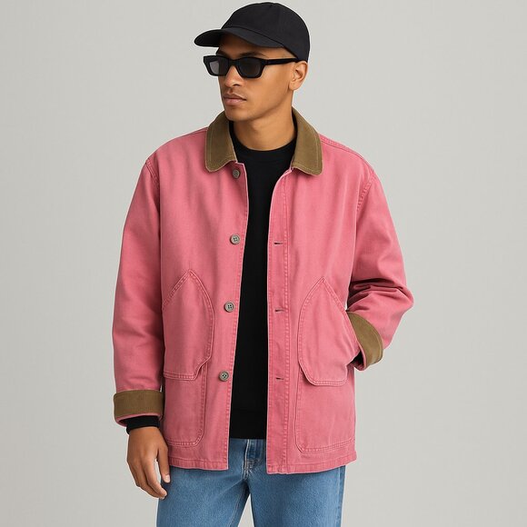 Eddie Bauer Vintage Canvas Barn Jacket Corduroy Streetwear Heritage Workwear - Picture 1 of 8